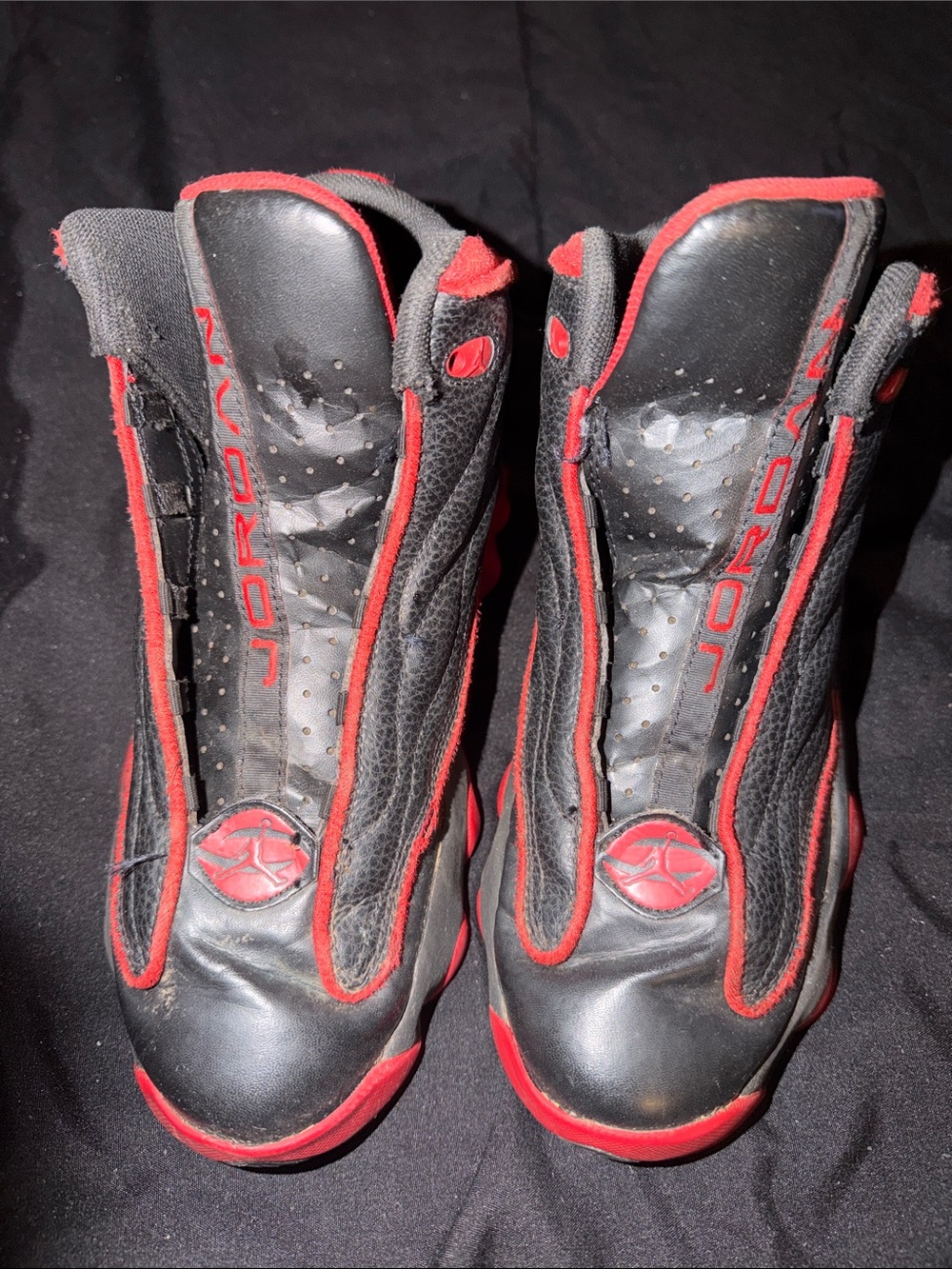 Jordan Black and Red High-Top Basketball Sneakers